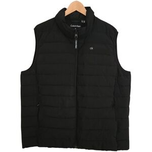 Calvin Klein Infinite Stretch Puffer Vest Mens XL Black Water Resistant Full Zip
